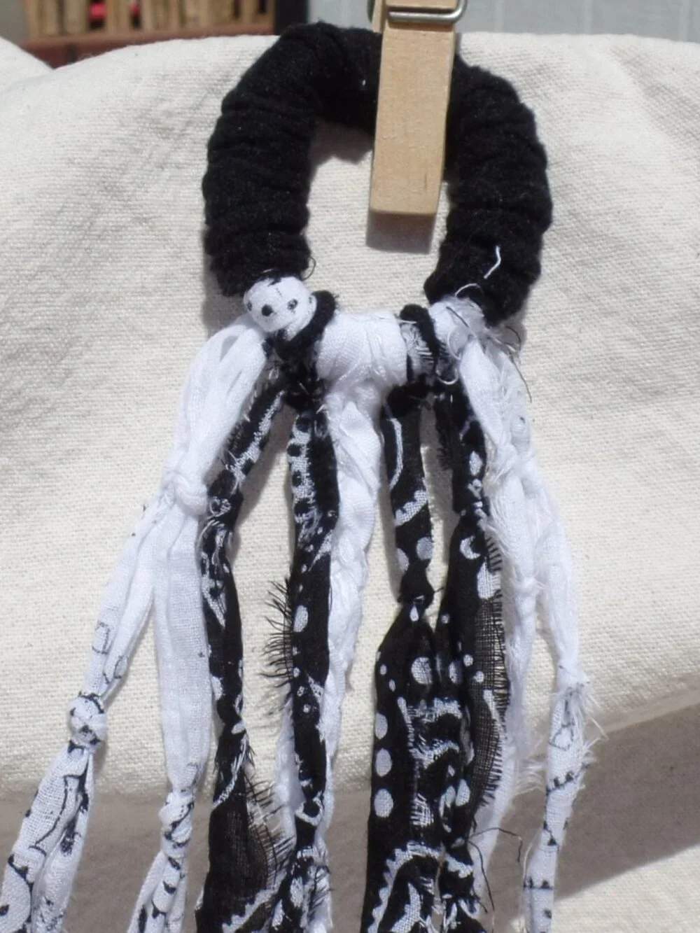 Hand Crafted Hair Tie Swag (1) BLACK & WHITE